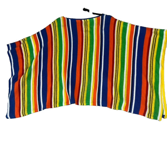 Lauren Ralph Lauren Cape Poncho Knit Womens S M Linen Cotton Striped Beach Color - Picture 3 of 7
